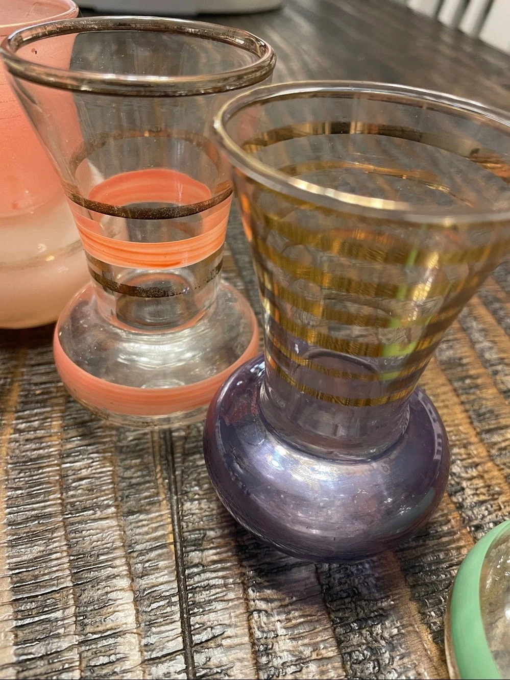 Vintage MCM Miniature Bud Vase Lot Set of 6 Bartlett Collins Retro Rainbow Glass